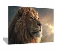 ZAMAEIU Canvas Print Wall Art, Lions gazing at the sky, Abstract Animal Paintings, Suitable for living room, bedroom, for Kids Room Decoretc.(brown)-30x50cm Framed