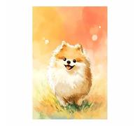 ZAMAEIU Canvas Print Wall Art Pug Painting Abstract Dog Animal Paintings, Suitable for living room, bedroom, for Kids Room Decoretc.(orange)-80x120cm Unframed