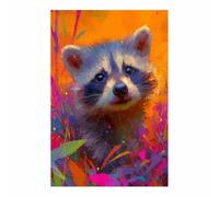 ZAMAEIU Canvas Print Wall Art Raccoon Vintage Animal Poster, Abstract Painting, for living room, Hallway Bedroom office etc Decor(multicolored44)-20x30cm Unframed
