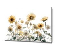 ZAMAEIU Canvas Wall Art Abstract Botanical Green Leaf Sunrises fields Artwork Living Room Office Home Decoration(yellow)-60x90cm Framed