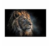ZAMAEIU Canvas Wall Art, Dark Lions Thinking, Picture Wildlife Painting, Animal Canvas Artwork Modern Home for living room, bathroom, etc.(brown)-20x30cm Unframed