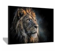 ZAMAEIU Canvas Wall Art, Dark Lions Thinking, Picture Wildlife Painting, Animal Canvas Artwork Modern Home for living room, bathroom, etc.(brown)-30x50cm Framed