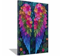 ZAMAEIU Canvas Wall Art, Flower Wingss Speak, Wings Canvas Paintings Modern Mural Prints Wall Art Pictures, for Living Bedroom Room Home Decor(polychrome)-50x70cm Framed