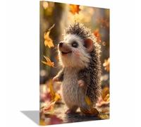 ZAMAEIU Canvas Wall Art Hedgehog Wall Decor Animals Picture, Suitable for Home Living Room Bedroom Artwork Framed Easy to Hang(brown142)-80x120cm Framed