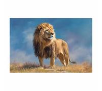 ZAMAEIU Canvas Wall Art, Lions Gazing at the Clear Sky, Picture Wildlife Painting, Animal Canvas Artwork Modern Home for living room, bathroom, etc.(brown)-60x90cm Unframed
