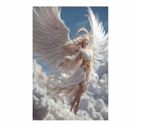 ZAMAEIU Canvas Wall Art, Queen of Holy Wingss, Wings Canvas Paintings Modern Mural Prints Wall Art Pictures, for Living Bedroom Room Home Decor(white)-60x90cm Unframed
