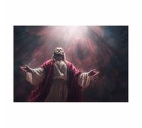 ZAMAEIU Christ Religions Canvas Wall Decor Holy Welcoming the Light Modern Abstract Religious Posters Prints for Living Room Bedroom Church Home Decoration(brown)-80x120cm Unframed