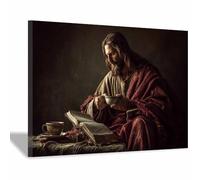 ZAMAEIU Christ Religions Canvas Wall Decor Readings scriptures and drinking Modern Abstract Religious Posters Prints for Living Room Bedroom Church Home Decoration(black0)-30x50cm Framed