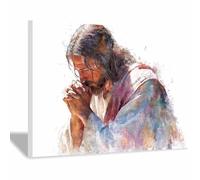 ZAMAEIU Christians Spiritual Wall Decor Pictures Holy Praying Painting Print, Religions Poster Artwork for Living Room Bedroom Church Home Decor(white)-20x30cm Framed