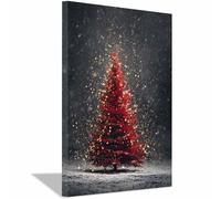 ZAMAEIU Christmas Canvas Wall Art Tree Lantern Snows for Cozy Xmas Room Décor, Suitable for Living Room Bathroom Bedroom Home Wall Decoration(red109)-50x70cm Framed