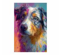 ZAMAEIU Dog Canvas Wall Art Australian Shepherd art prints and posters, Suitable for Living Room Bedroom Decor Kid's Room Wall Decoration(multicolored)-50x70cm Unframed