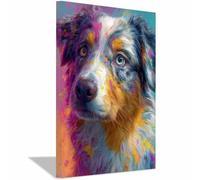 ZAMAEIU Dog Canvas Wall Art Australian Shepherd art prints and posters, Suitable for Living Room Bedroom Decor Kid's Room Wall Decoration(multicolored)-50x70cm Framed