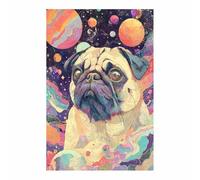 ZAMAEIU Dog Canvas Wall Art Pug Fantasy art prints and posters, Suitable for Living Room Bedroom Decor Kid's Room Wall Decoration(brown)-20x30cm Unframed