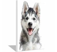 ZAMAEIU Dog Canvas Wall Art Pug Water Painting art prints and posters, Suitable for Living Room Bedroom Decor Kid's Room Wall Decoration(white)-60x90cm Framed