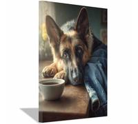 ZAMAEIU Dog Pictures For Wall German Shepherd art prints and posters, Suitable for Living Room Bedroom Decor Kid's Room Wall Decoration(black)-20x30cm Framed