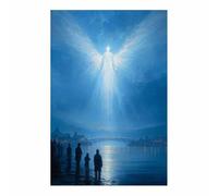 ZAMAEIU Fine Canvas Wall Art, Light Wingss usher in the world, Modern Minimalist Paintings Prints,for Home Bedroom Office Decoration Living room Decor(blue)-20x30cm Unframed