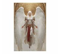 ZAMAEIU Fine Canvas Wall Art, Sky-Wingsed Martial God, Modern Minimalist Paintings Prints,for Home Bedroom Office Decoration Living room Decor(white)-20x30cm Unframed