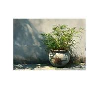 ZAMAEIU Floral Botanical Prints Wildflower Plant Canvas Wall Decor Bamboo shadows on plain walls for Living Room Bedroom Home Decor(green)-30x50cm Unframed