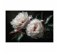 ZAMAEIU Forest Landscape Painting Painted twin peonies Canvas Artwork posters & prints Suitable for Living Room Bathroom Bedroom Home Wall Decoration(white)-20x30cm Unframed