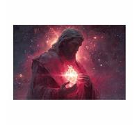 ZAMAEIU Jesus Canvas Wall Art Modern Grasping thes heart's radiance Christian Poster Painting of Inspirational Religious Decor for Living Room, Church or Prayer Room(red)-30x50cm Unframed