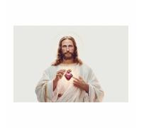 ZAMAEIU Jesus Canvas Wall Art Pointing withs s thes holy heart Christian Painting Print for Bedroom Living Room Bathroom Home Wall Decor Church Decor(white)-20x30cm Unframed
