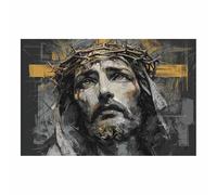 ZAMAEIU Jesus Christ Classic Painting Style Manifesting holy countenance Religious Figure Wall Art Print,Room Decor for living room, bedroom, church, hospital(black and white)-50x70cm Unframed