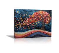 ZAMAEIU Large abstract art for walls Colorful tree of life,Stylish Canvas Wall Decor for Living Room Bedroom Dining Room Home Office Decor-70x100cm Framed