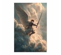 ZAMAEIU Modern Art Painting, Cloud-Wingsed god of war, Minimalist Paintings Prints Picture Poster,Modern Fantasy,for Living Room Bedroom Home Office Wall Decor(Beige)-50x70cm Unframed