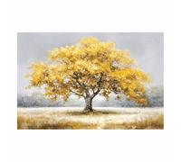 ZAMAEIU The tree of life Bountiful-Resting Tree Canvas Paintings Abstract Tree,Wall Art Poster Modern Room Bedroom Home Decor Geometric Print Patterns(yellow)-60x90cm Unframed