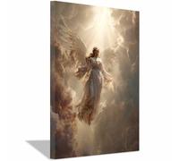 ZAMAEIU Wings Canvas Wall Art, Angel of Holy Light, Science Fiction Artworks, Suitable for Living Room Bedroom Decor Kid's Room Wall Decoration(white)-60x90cm Framed