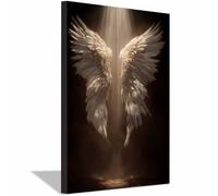 ZAMAEIU Wings Canvas Wall Art, Light Wings's Holy Light, Science Fiction Artworks, Suitable for Living Room Bedroom Decor Kid's Room Wall Decoration(white)-60x90cm Framed