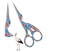 ZAMAHA UK® 1 Pcs Stainless Steel Sewing Scissors DIY for Embroidery, OWL Scissors, Craft, Needle Work, Art Work & Everyday Use (Crane Design) (Stork Small Flowers)