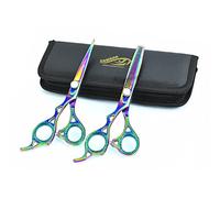 ZAMAHA UK Professional Left Handed Hairdressing Scissors Kit, 6.5'' Texturing Scissors & Thinning Shears for Men & Women's Haircutting