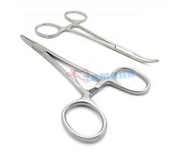 Zamaha UK Set of Pet Groomers Scissor Style Pet ear Locking Forceps, Hemostatic Tweezers, Good Strong Animal Care, Dog/Cat groomers tool(Straight and Curved)