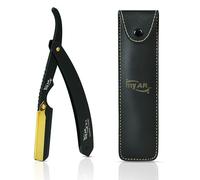 ZAMAHA UK Straight Cut Throat Razor Kit - Professional Barber Shaving for Men - Moustache & Beard Kit (Black With Gold)