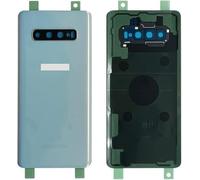 ZAMAN Back Cover Glass with Camera Lens for Samsung S10 Plus Housing Replacement Part Rear Battery Cover with Pre-installed Sticker-WHITE