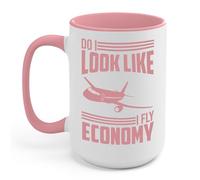Zaman Hassan Do I Look Like I Fly Economy Funny First Class Traveling Coffee Mug For Men Women (15 oz, White - Pink)
