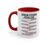 Zaman Hassan Funny Senior Citizen's Texting Code Gift for Grandpa Coffee Mug For Men Women (11oz, White - Red)