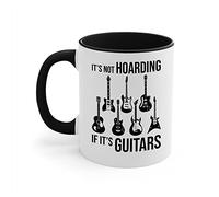 Zaman Hassan Its Not Hoarding If Its Guitars Guitarist Musicians Funny Coffee Mug Men Women (11 OZ, White - Black)
