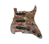 ZAMASS Loaded Prewired Pickguard Set 7-way Full-load Pre-wired PickguardSingle-coil Pickup Kit For ST SSS Electric Guitars(Red)