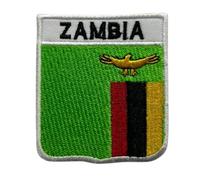 Zambia Embroidered Shield Flag with Name Patch Iron On/Sew On Badge National Symbol Military Patch for Clothing Backpacks Caps