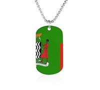 Zambia Flag Zambian Coat of Arms Dog Tag Necklace Stainless Steel Plated Pendant Memorial Jewelry Gift for Men Women