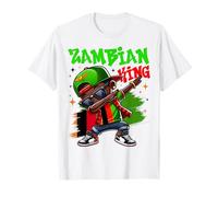 Zambian King Dabbing Zambia Flag Pride for Kids T-Shirt
