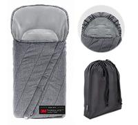Zamboo 3M Thinsulate Universal Footmuff for Pushchair, Pram, Stroller and Buggy/Pram Footmuff with Non-Slip Nobs, Drawstring Hood and Storage Bag - Grey