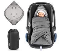 ZAMBOO Baby Wrap Blanket for Car Seat - Soft Thermal Fleece Padded Blanket - Smart Footmuff Alternative With Velcro Fastener and Storage Bag - Grey
