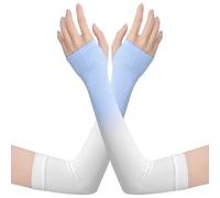 Zambuph 1 Pair UV Cooling Ice Silk Arm Sleeves Protector Gradient UPF 50 Sun Sleeve Sunscreen Cycling Golfing, Blue white gradient