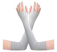 Zambuph 1 Pair UV Cooling Ice Silk Arm Sleeves Protector Gradient UPF 50 Sun Sleeve Sunscreen Cycling Golfing, Gray white gradient