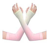 Zambuph 1 Pair UV Cooling Ice Silk Arm Sleeves Protector Gradient UPF 50 Sun Sleeve Sunscreen Cycling Golfing, Pink yellow gradient