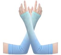 Zambuph 1 Pair UV Cooling Ice Silk Arm Sleeves Protector Gradient UPF 50 Sun Sleeve Sunscreen Cycling Golfing, Blue green gradient
