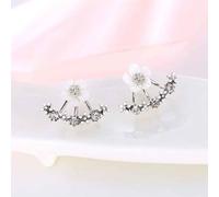 Zambuph 1 Pair Women Ear Studs Party Wedding Floral Cute Earrings Ladies Jewelry Fashion Stylish Mother Friendship Gift, Silver